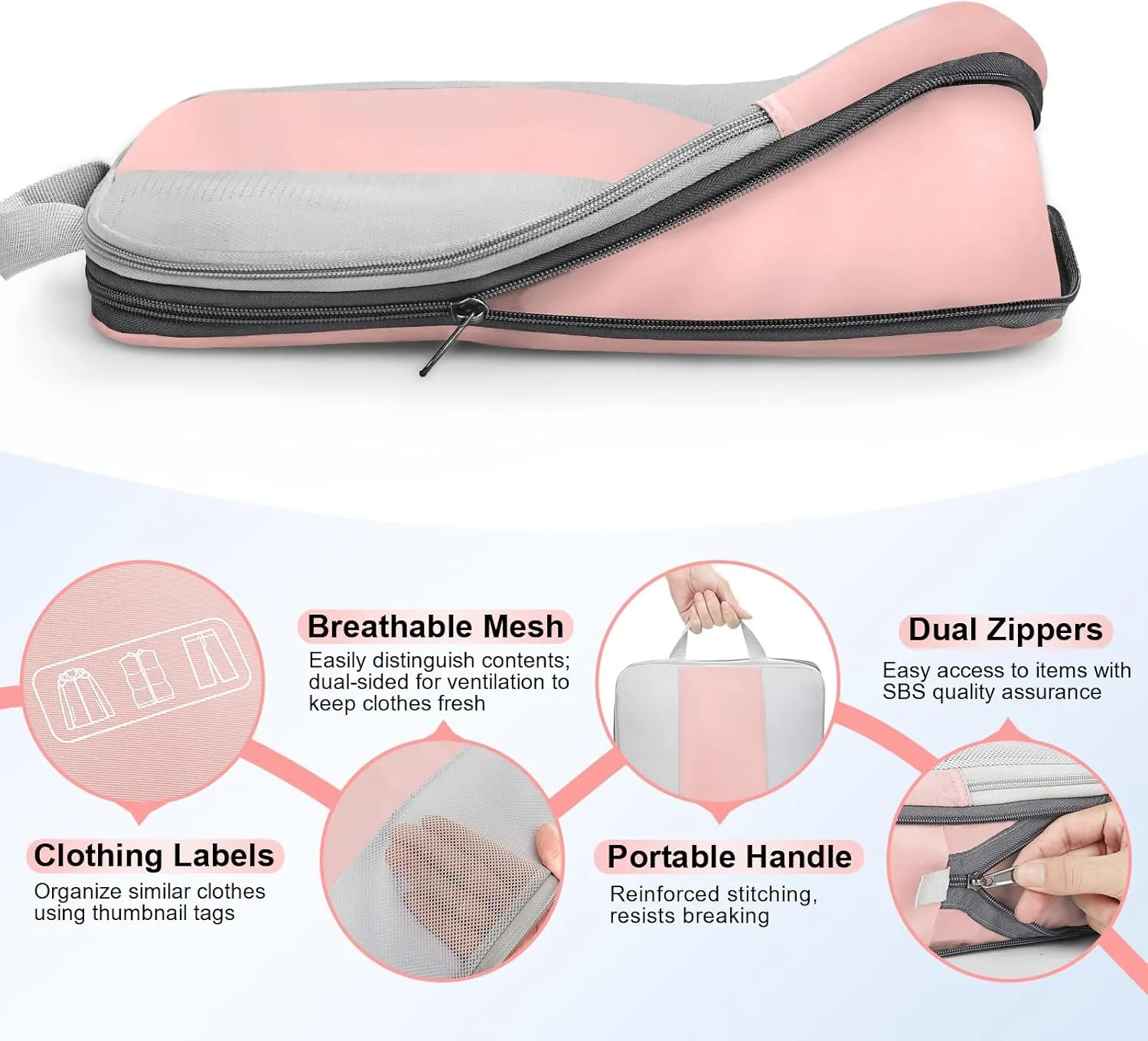 10 Set Compression Packing Cubes for Travel Essentials,Compressible Expandable Packing Cubes for Suitcase,OlarHike Luggage Organizer Bags for Travel,Handy Helper for Organizing Clothes(Pink)