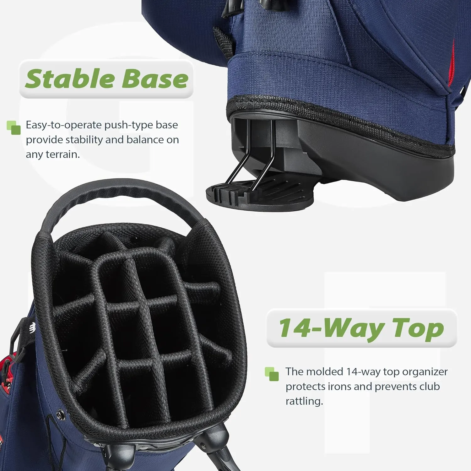 14-Way Golf Stand Bag, Golf Bag with Stand - Lightweight Durable Club Bag for Men & Women