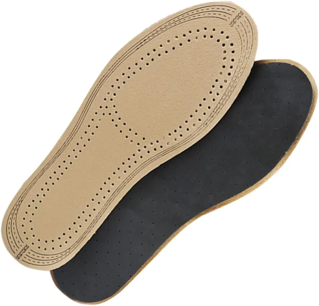 2 Pairs Men's Ultra Thin Breathable Insoles Pigskin Replacement Insoles for Running Walking Cross Training Shoes