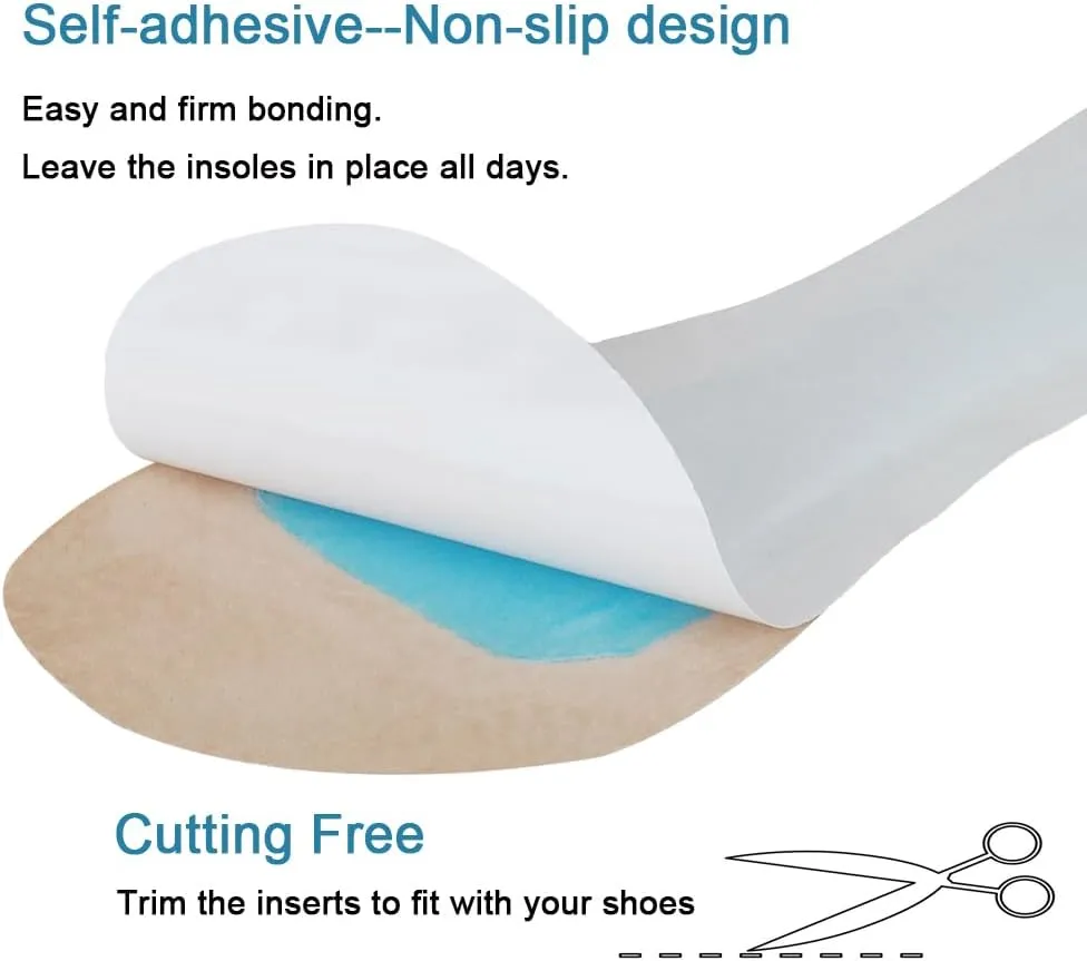 2 Pairs Pigskin High Heel Cushion Inserts, Adhesive Arch Support Sandal Inserts, Anti-Slip Shoe Inserts for Dress Shoes Flat Shoe Pain Relief, Leather Cushioning Heel Insoles for Boots