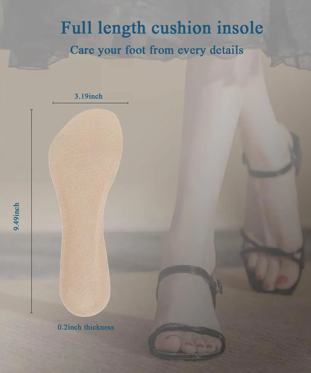 2 Pairs Pigskin High Heel Cushion Inserts, Adhesive Arch Support Sandal Inserts, Anti-Slip Shoe Inserts for Dress Shoes Flat Shoe Pain Relief, Leather Cushioning Heel Insoles for Boots