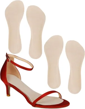 2 Pairs Pigskin High Heel Cushion Inserts, Adhesive Arch Support Sandal Inserts, Anti-Slip Shoe Inserts for Dress Shoes Flat Shoe Pain Relief, Leather Cushioning Heel Insoles for Boots
