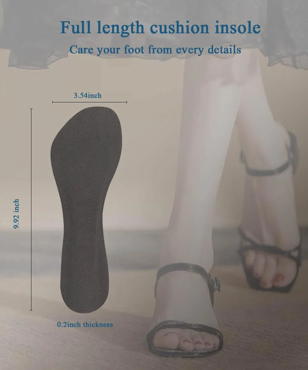 2 Pairs Pigskin High Heel Cushion Insoles, Adhesive Arch Support Sandal Inserts, Anti-Slip Shoe Dress Shoes Inserts Flat Shoe Pain Relief, Leather Cushioning Heel Insoles, L for 9.5-11 Women Shoes