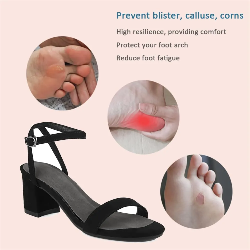 2 Pairs Pigskin High Heel Cushion Insoles, Adhesive Arch Support Sandal Inserts, Anti-Slip Shoe Dress Shoes Inserts Flat Shoe Pain Relief, Leather Cushioning Heel Insoles, L for 9.5-11 Women Shoes