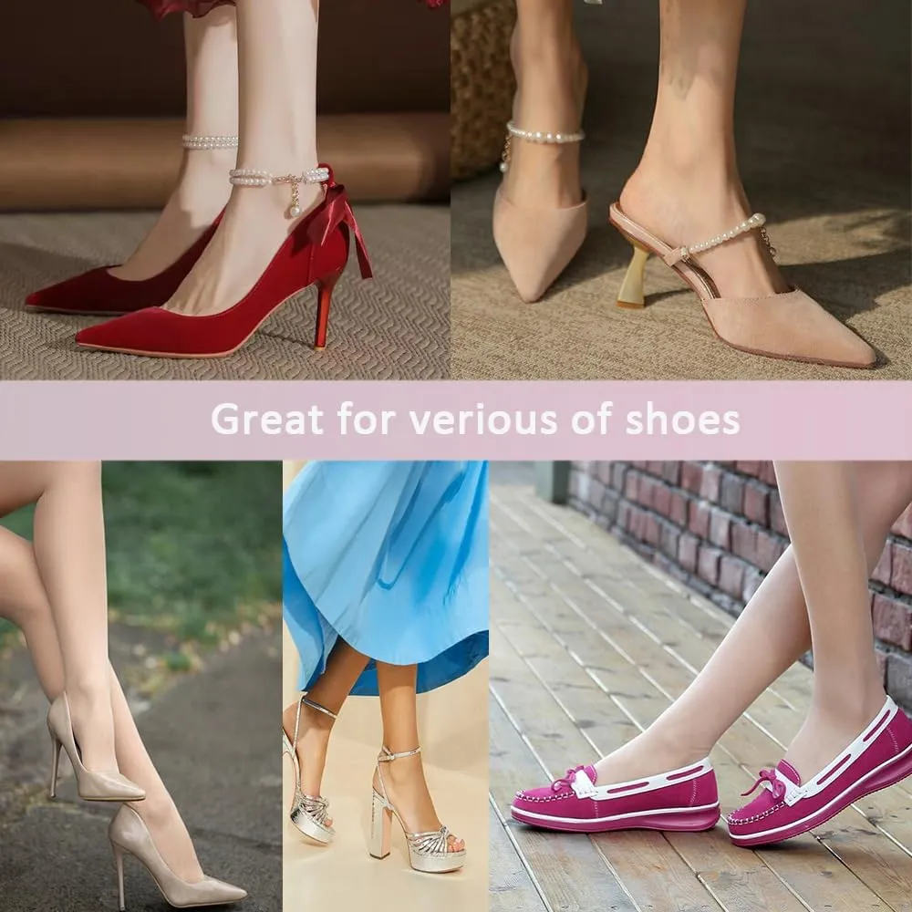 2 Pairs Pigskin High Heel Cushion Insoles, Adhesive Arch Support Sandal Inserts, Anti-Slip Shoe Dress Shoes Inserts Flat Shoe Pain Relief, Leather Cushioning Heel Insoles, L for 9.5-11 Women Shoes