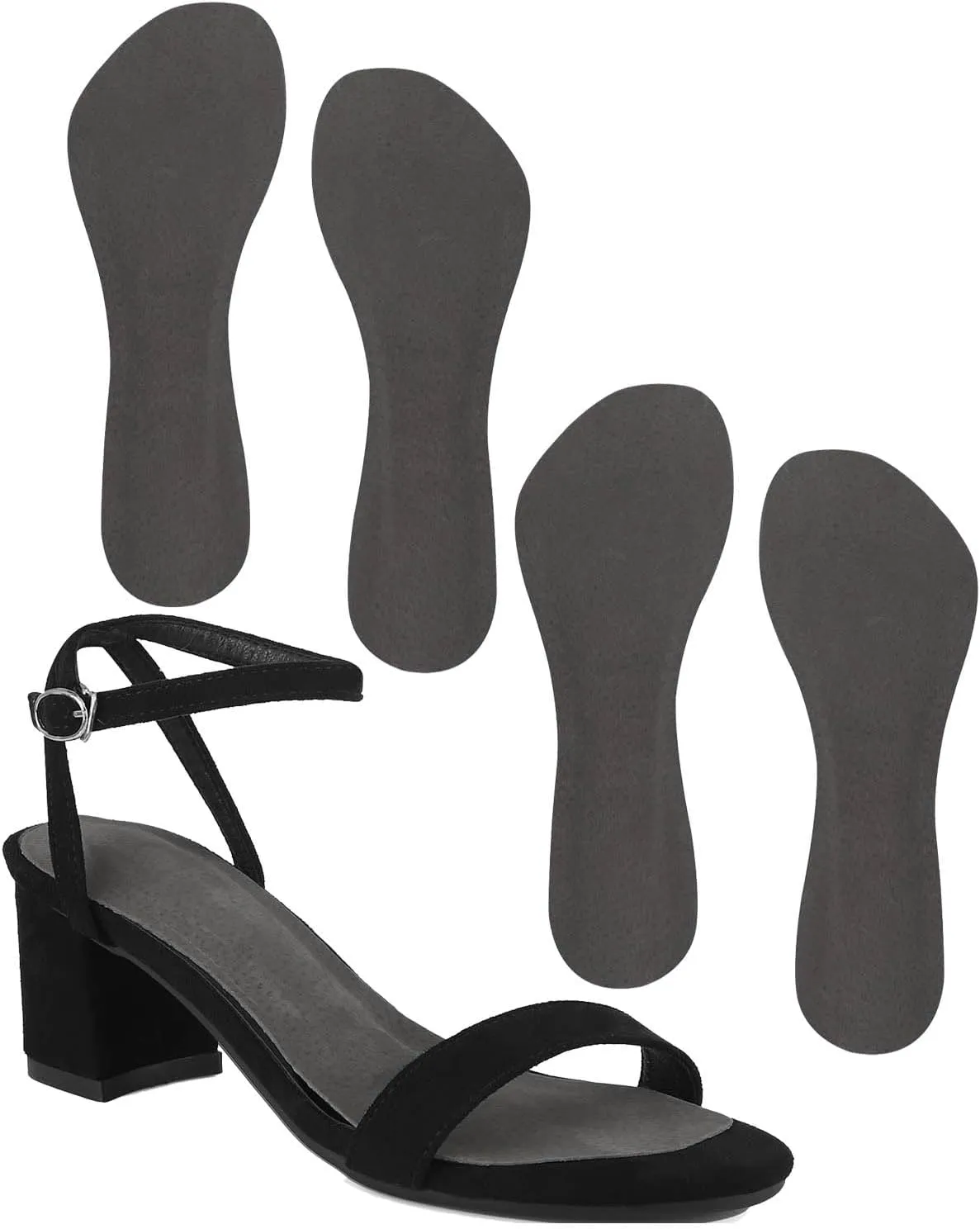 2 Pairs Pigskin High Heel Cushion Insoles, Adhesive Arch Support Sandal Inserts, Anti-Slip Shoe Dress Shoes Inserts Flat Shoe Pain Relief, Leather Cushioning Heel Insoles, L for 9.5-11 Women Shoes
