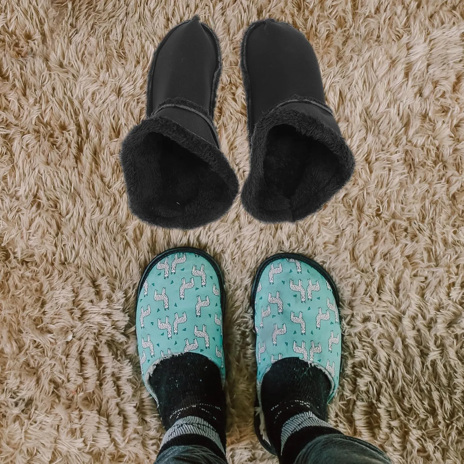 2 Pairs Thin Insole Shoes Warm Liner Black Clogs Liner Winter Removable Warm Plush Replacement Cozy Breathable Faux Fur Snow Boots Liner Slipper 35-36