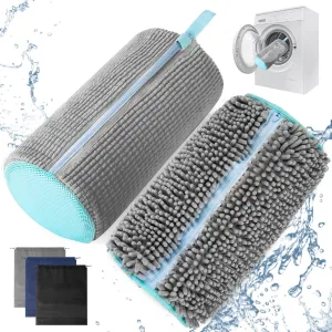 2Pcs Shoe Washing Machine Bag: Laundry Shoe Bag for Washer and Dryer Include Dust-Proof Shoes Bag - Reusable Shoe Cleaning Bag for Sneaker Tennis Shoes Unstain Cleaner Kit (Gray)