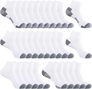 30 Pack 4 Styles Men's/Women's Ankle Socks Bulk - Breathable Thin Athletic Casual Socks, Fits Shoe Size 8-12