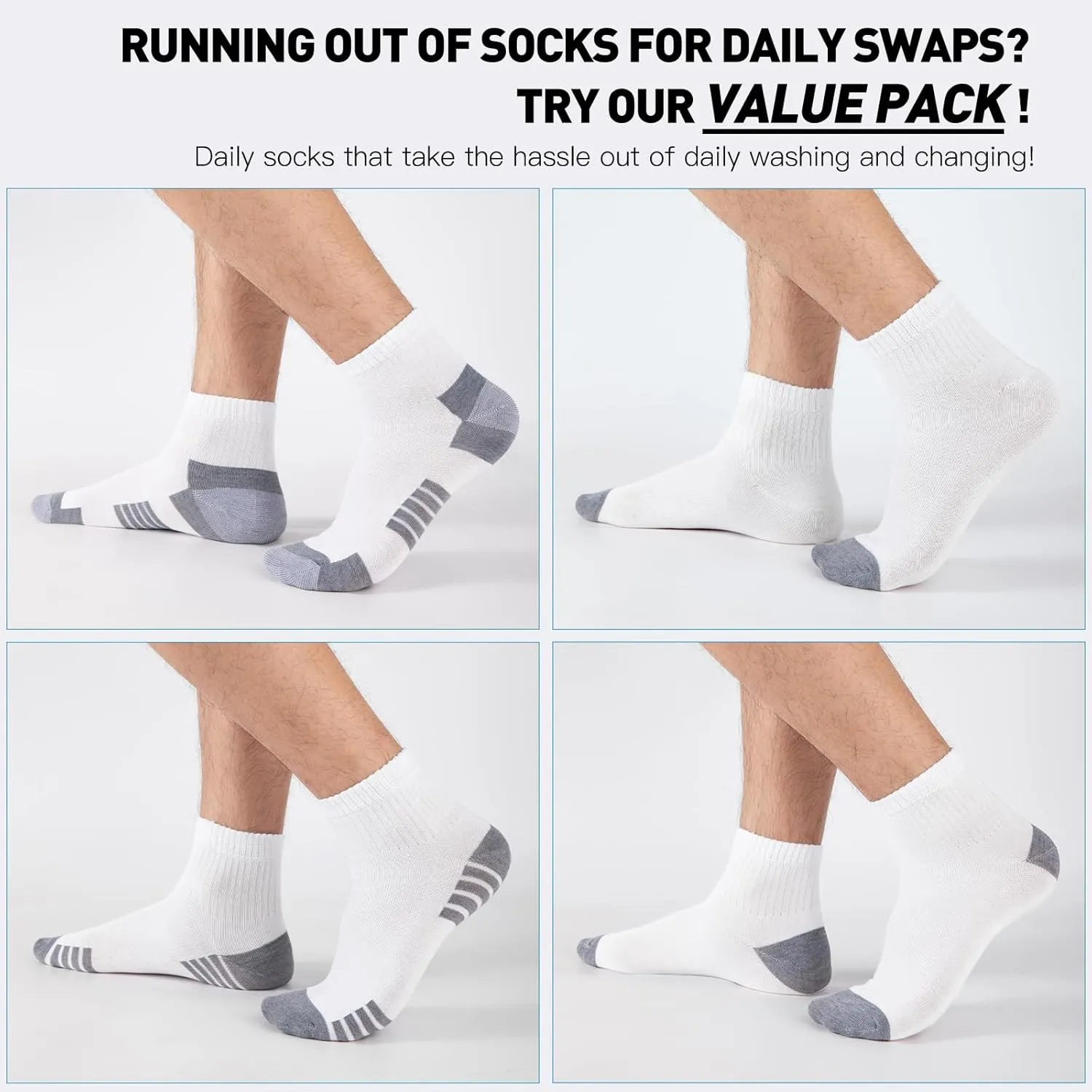 30 Pack 4 Styles Men's/Women's Ankle Socks Bulk - Breathable Thin Athletic Casual Socks, Fits Shoe Size 8-12