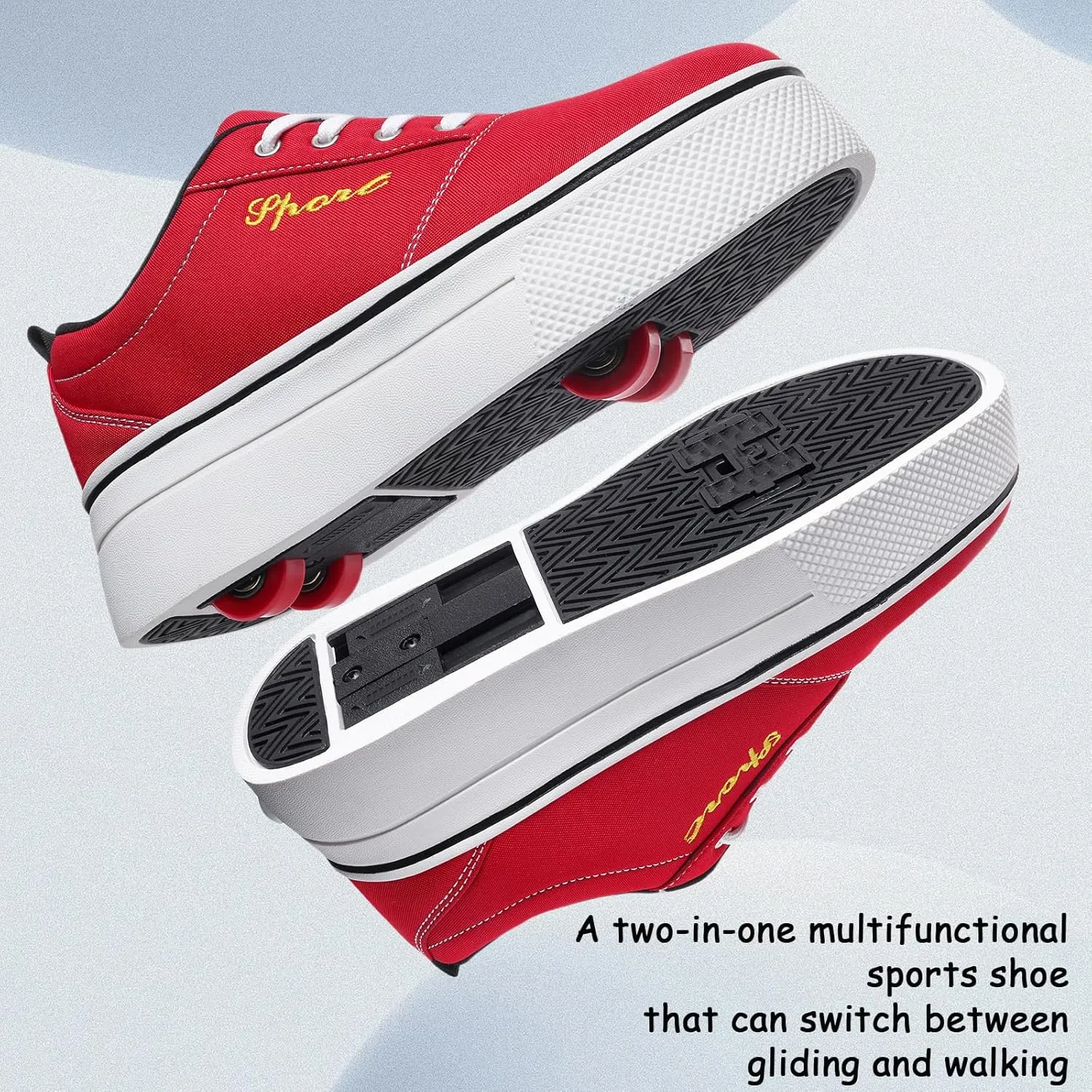 4-Wheel Children's Roller Shoes with Removable Wheels and Breathable Mesh - Outdoor Durable Skateboarding Sneakers Suitable for Boys and Girls