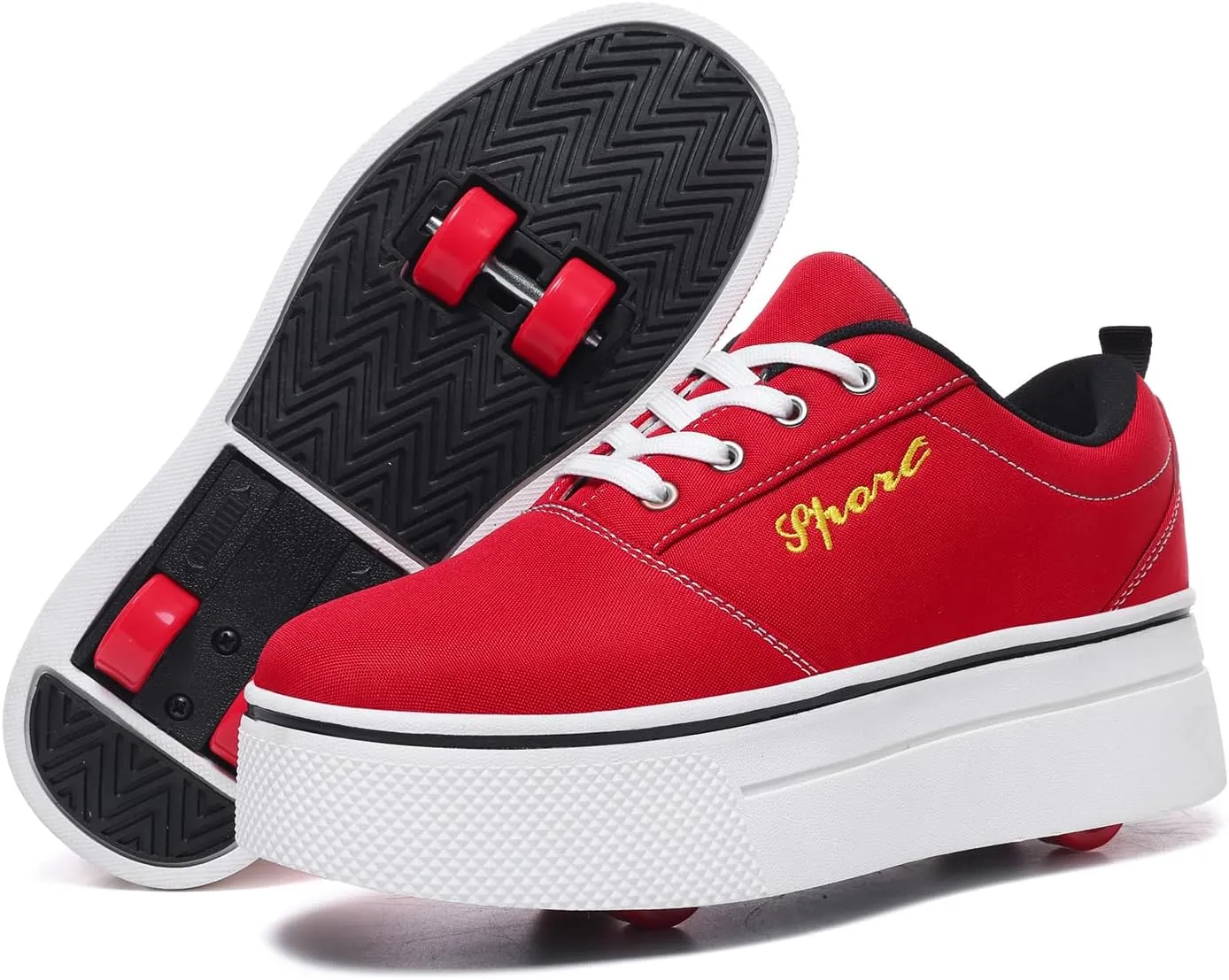 4-Wheel Children's Roller Shoes with Removable Wheels and Breathable Mesh - Outdoor Durable Skateboarding Sneakers Suitable for Boys and Girls
