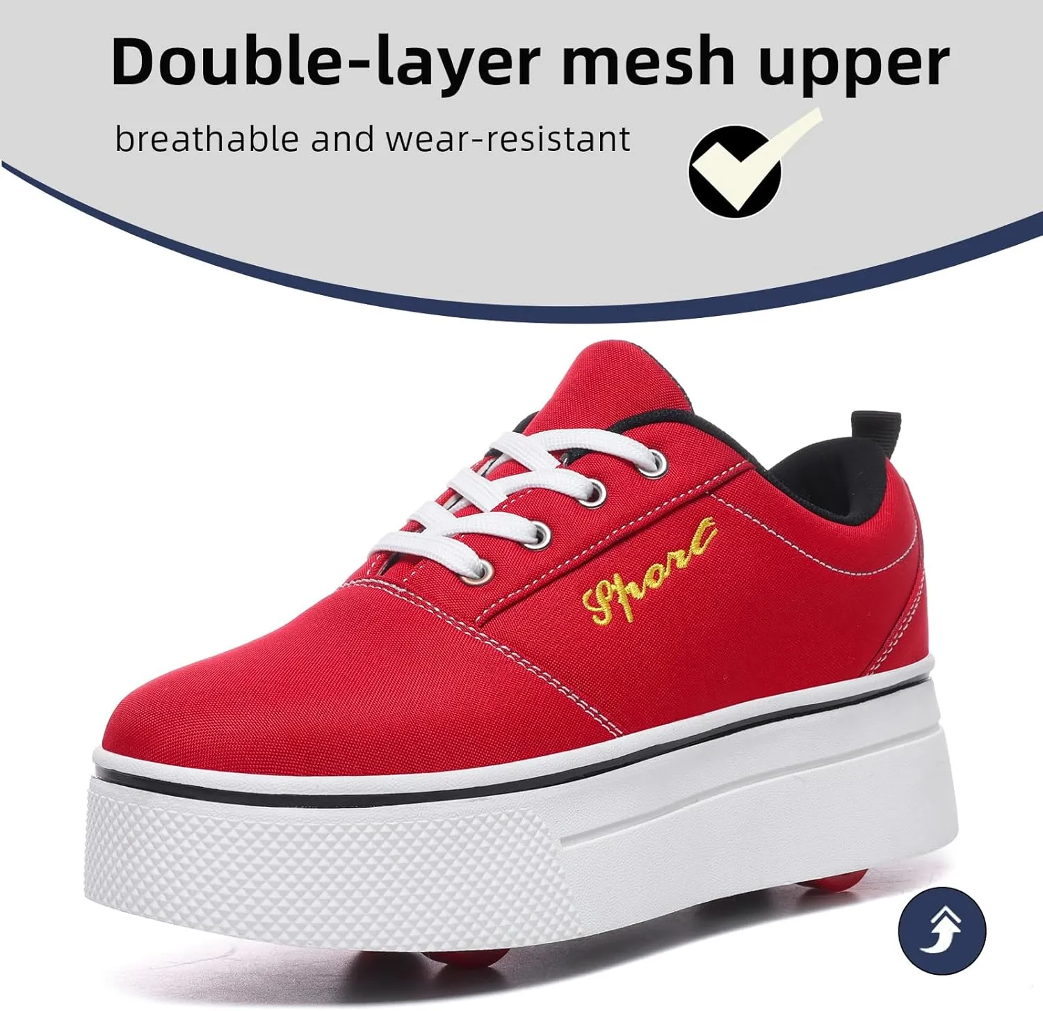 4-Wheel Children's Roller Shoes with Removable Wheels and Breathable Mesh - Outdoor Durable Skateboarding Sneakers Suitable for Boys and Girls