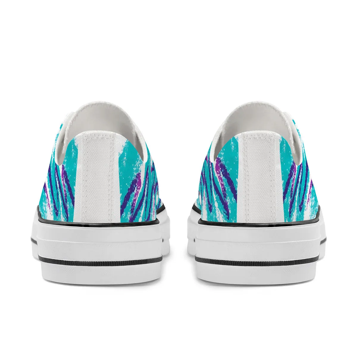 90s Jazz Solo Pattern Unisex Classic Low Top Canvas Shoes - White