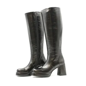 9362 Black Knee High Women's Boots