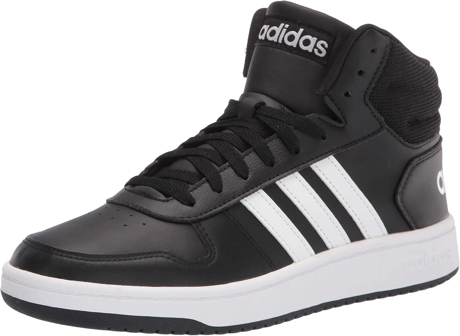 adidas Men's Hoops 2.0 Mid Basketball Shoe, Black/White/White, 8.5