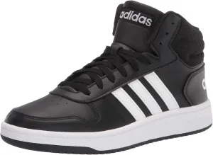 adidas Men's Hoops 2.0 Mid Basketball Shoe, Black/White/White, 8.5