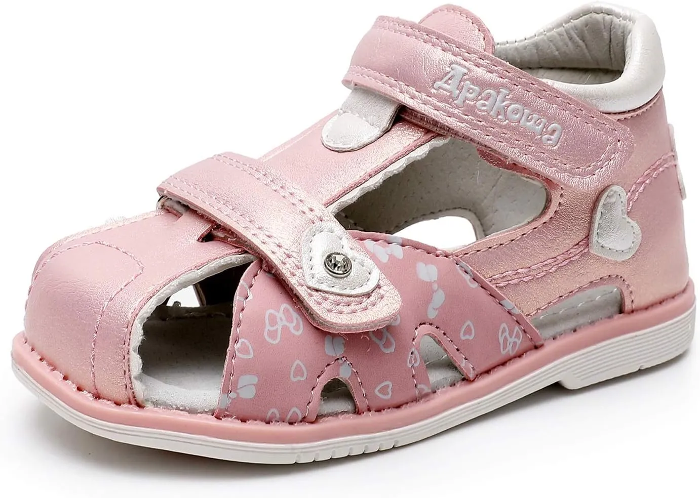 Ahannie Toddler Boys Girls Double Adjustable Strap Closed-Toe Orthopedic Sandals, Kids Summer Sandals with Arch Support