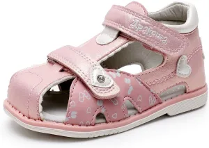 Ahannie Toddler Boys Girls Double Adjustable Strap Closed-Toe Orthopedic Sandals, Kids Summer Sandals with Arch Support