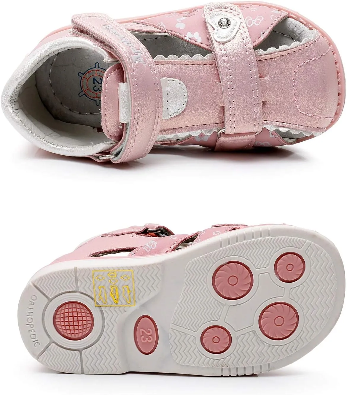 Ahannie Toddler Boys Girls Double Adjustable Strap Closed-Toe Orthopedic Sandals, Kids Summer Sandals with Arch Support