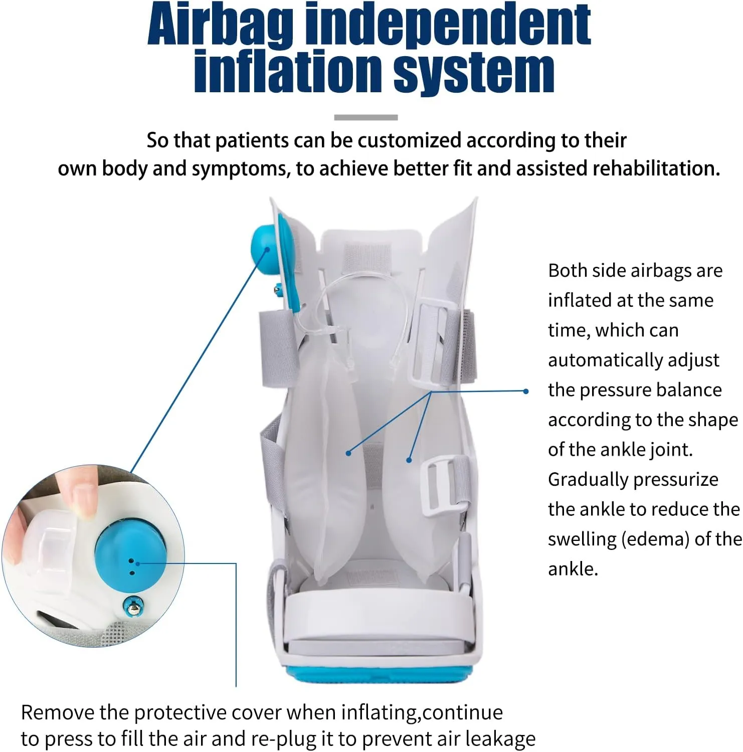 Air Cam Walker Fracture Boot, Medical Inflatable Walking Boot, Orthopaedic boot for Sprained Ankle, Stress Fracture, Broken Foot or Achilles Tendonitis (Manual Inflation, L)
