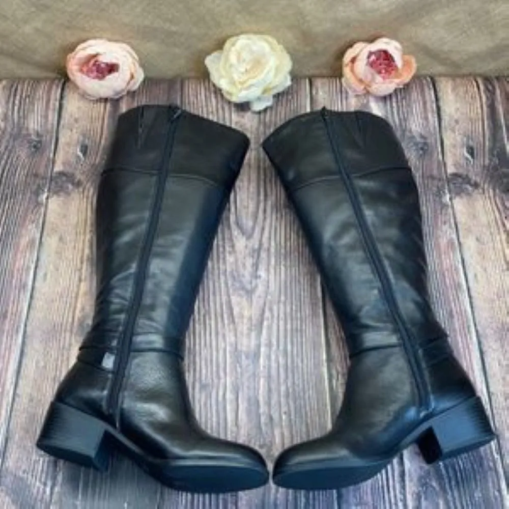 Alfani Black  Leather Wide Calf Berniee Boots 6M-WC