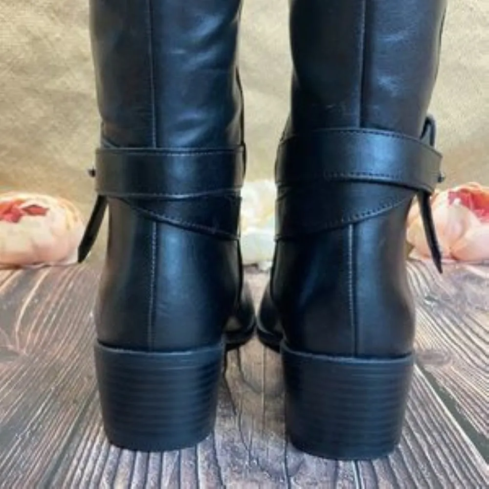 Alfani Black  Leather Wide Calf Berniee Boots 6M-WC