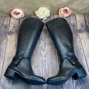 Alfani Black  Leather Wide Calf Berniee Boots 6M-WC