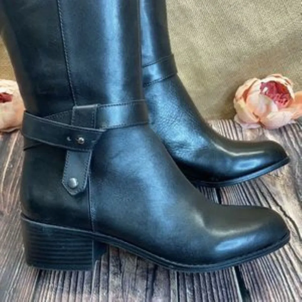 Alfani Black  Leather Wide Calf Berniee Boots 6M-WC