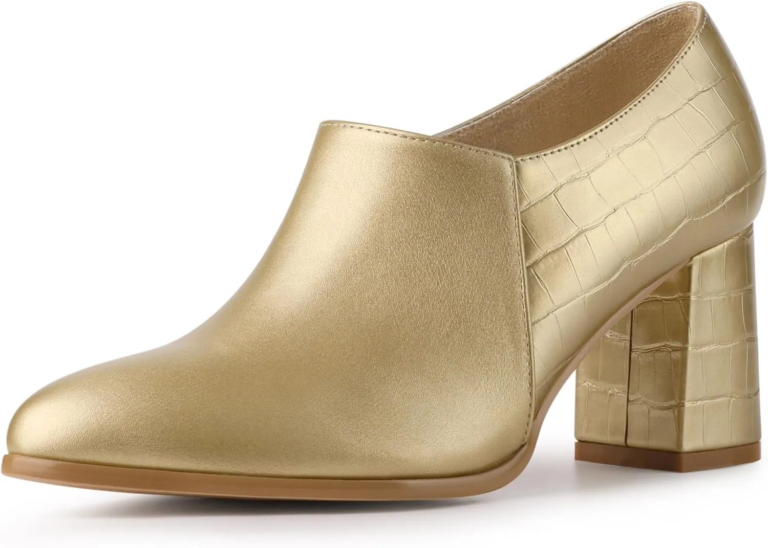 Allegra K Women's Heel Boots Pointed Toe Chunky Heels Ankle Booties