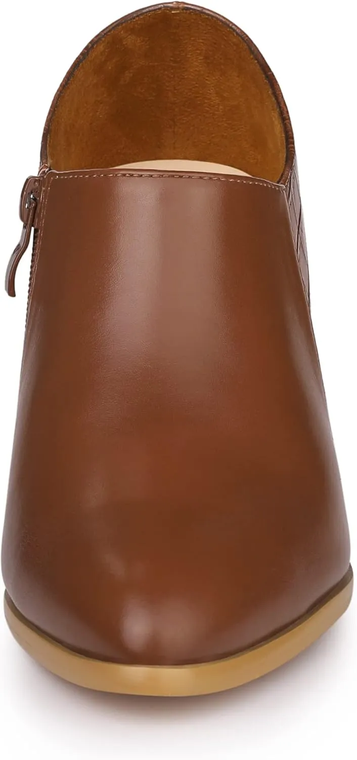 Allegra K Women's Heel Boots Pointed Toe Chunky Heels Ankle Booties