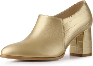 Allegra K Women's Heel Boots Pointed Toe Chunky Heels Ankle Booties