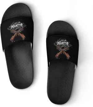 Army Infantry Crossed Rifles PVC Home Slippers Non-Slip Bathroom Slippers Durable Shower Shoes for Women Men