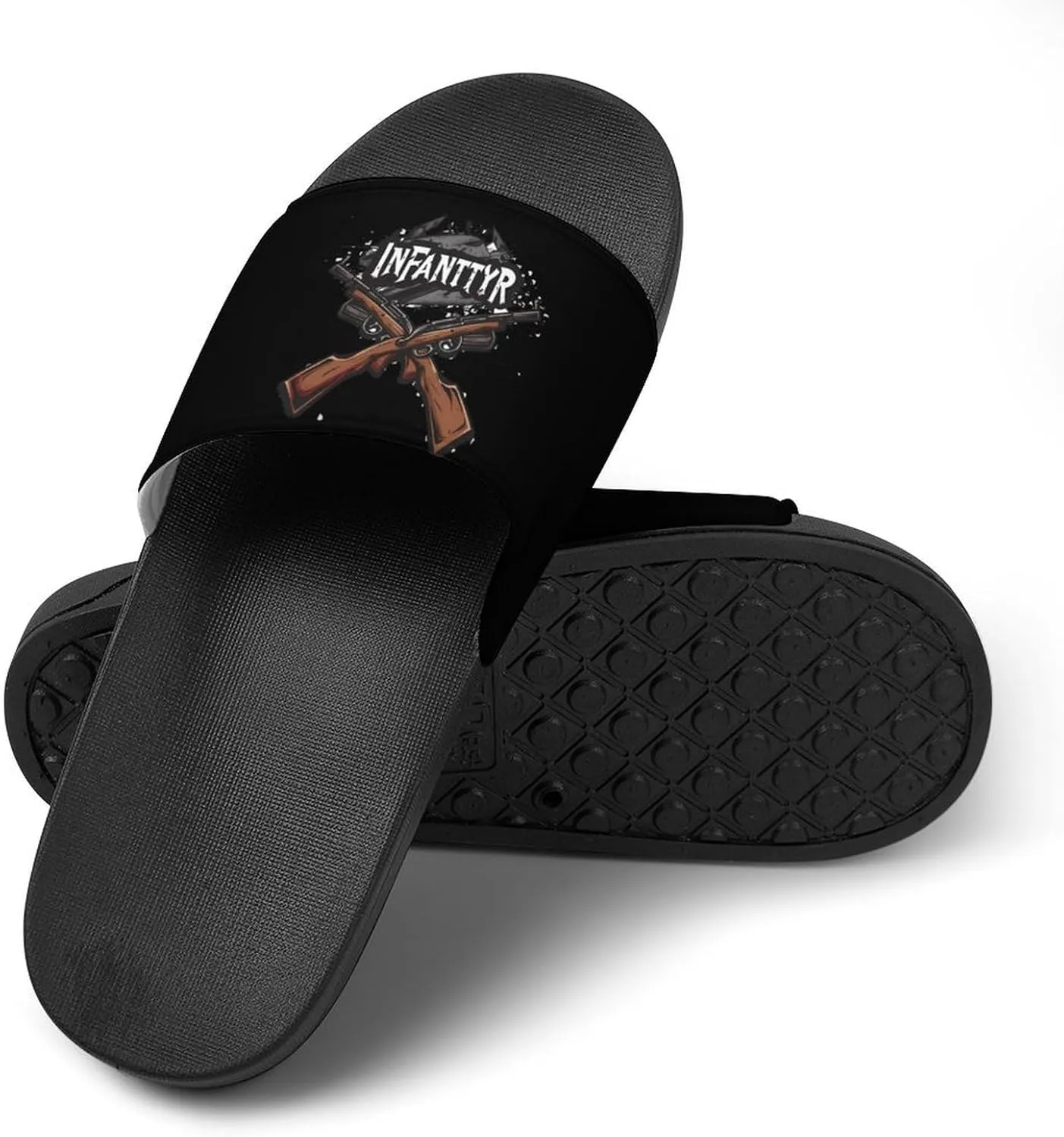 Army Infantry Crossed Rifles PVC Home Slippers Non-Slip Bathroom Slippers Durable Shower Shoes for Women Men