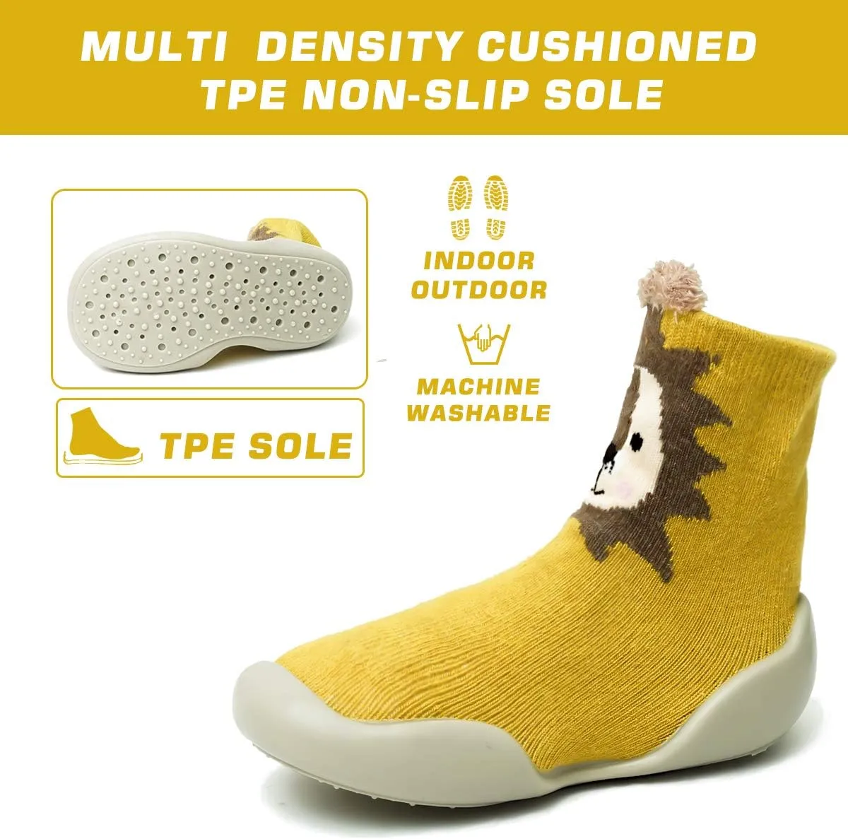 Baby Toddler Sock Shoes TPE Sole Non-Skid Floor Slipper Baby Boy Girls Breathable Thick Indoor Outdoor Winter Warm Shoes Socks