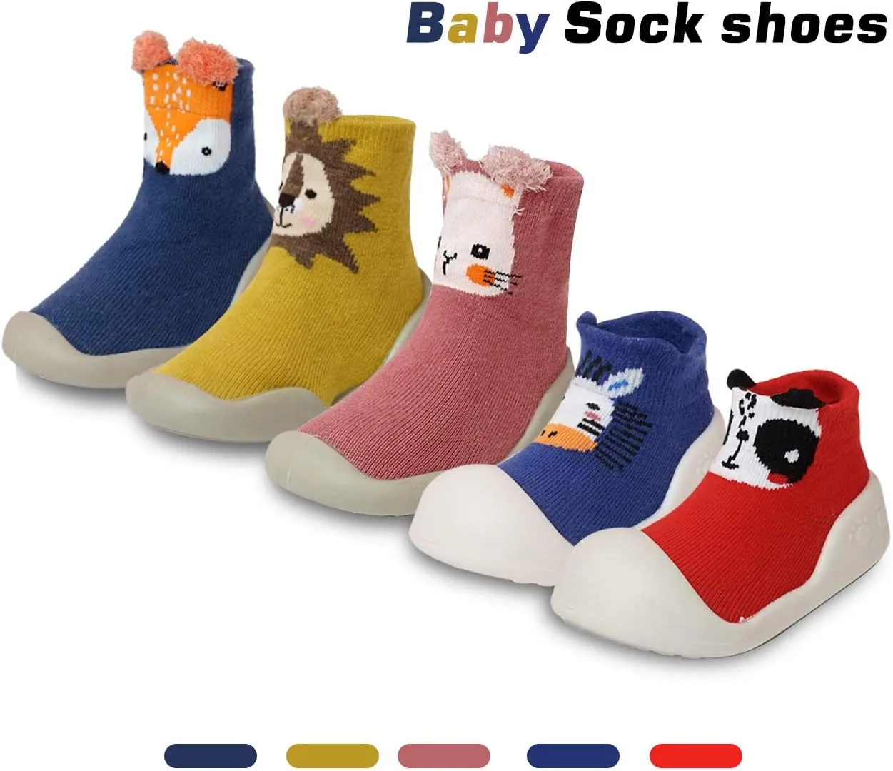 Baby Toddler Sock Shoes TPE Sole Non-Skid Floor Slipper Baby Boy Girls Breathable Thick Indoor Outdoor Winter Warm Shoes Socks