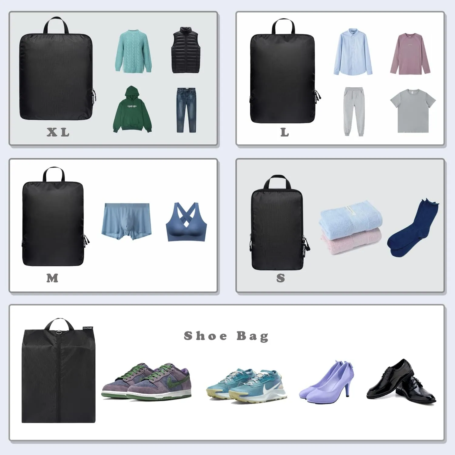 BAGAIL 4 Set/6 Set Ultralight Compression Packing Cubes Packing Organizer for Travel Accessories Luggage Suitcase Backpack