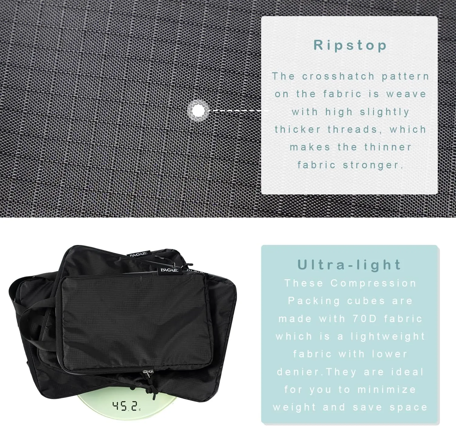 BAGAIL 4 Set/6 Set Ultralight Compression Packing Cubes Packing Organizer for Travel Accessories Luggage Suitcase Backpack