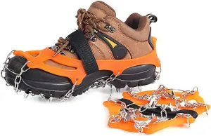 BaronHong Traction Cleats,Ice Snow Grips Crampons for Footwear with 18 Stainless Steel Spikes for Walking,Jogging,Climbing,Hiking on Snow and Ice (M/L/XL)