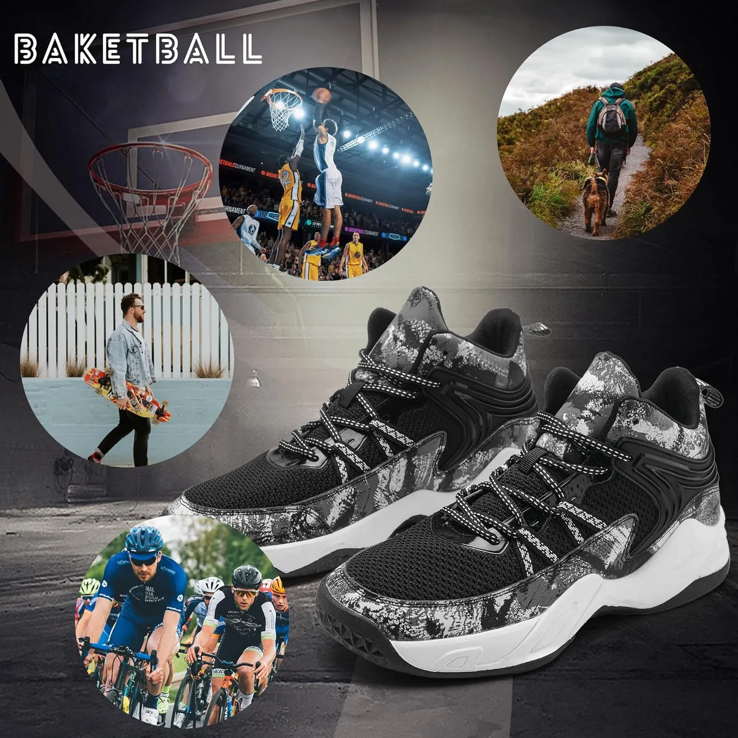 Basketball Shoes for Men Lightweight Durable for Outdoor Sports Training Matches