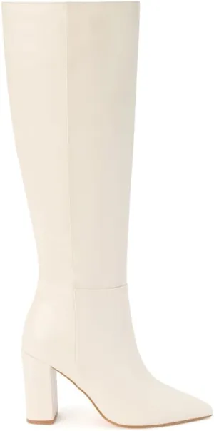 BEACH by Matisse Womens Faithfull Pointed Toe Zippered Casual Boots Knee High High Heel 3" & Up - Off White