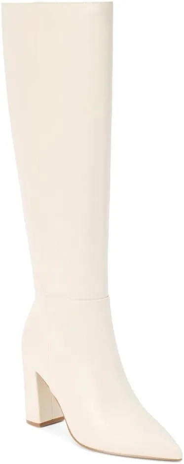 BEACH by Matisse Womens Faithfull Pointed Toe Zippered Casual Boots Knee High High Heel 3" & Up - Off White