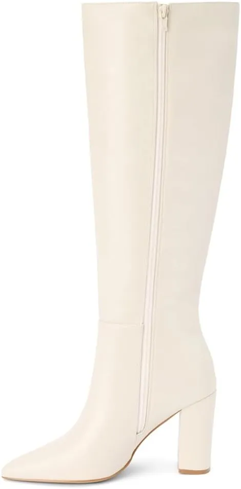 BEACH by Matisse Womens Faithfull Pointed Toe Zippered Casual Boots Knee High High Heel 3" & Up - Off White