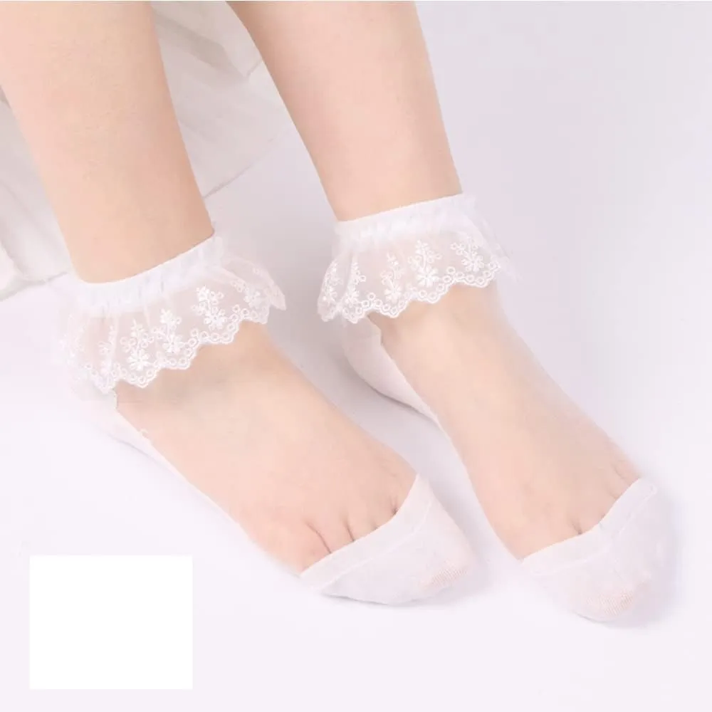 Benefeet Sox Womens Sheer Ankle Socks Girls Lace Mesh Nylon Socks Ultrthin Transparent See Through Summer Sock