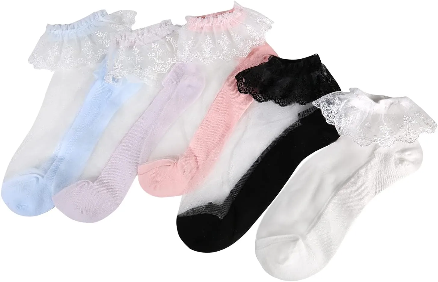 Benefeet Sox Womens Sheer Ankle Socks Girls Lace Mesh Nylon Socks Ultrthin Transparent See Through Summer Sock