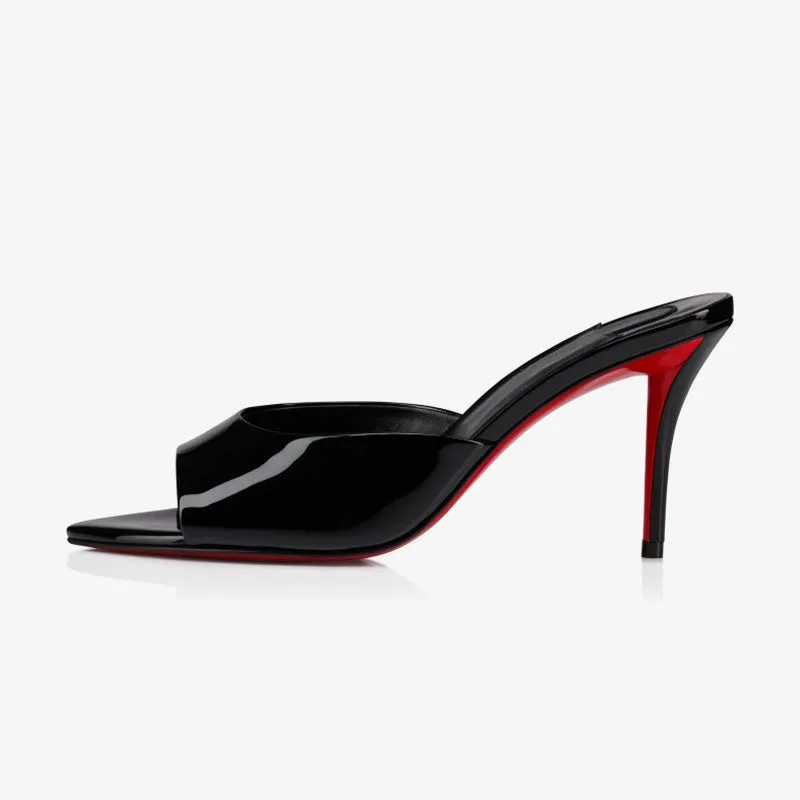 Black Patent Stiletto Sandals