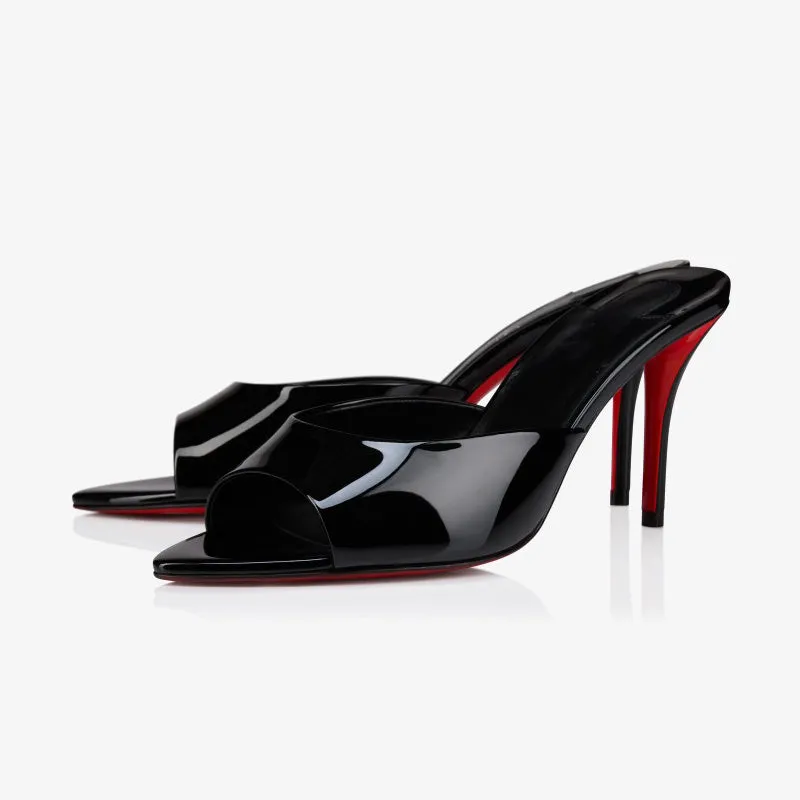 Black Patent Stiletto Sandals