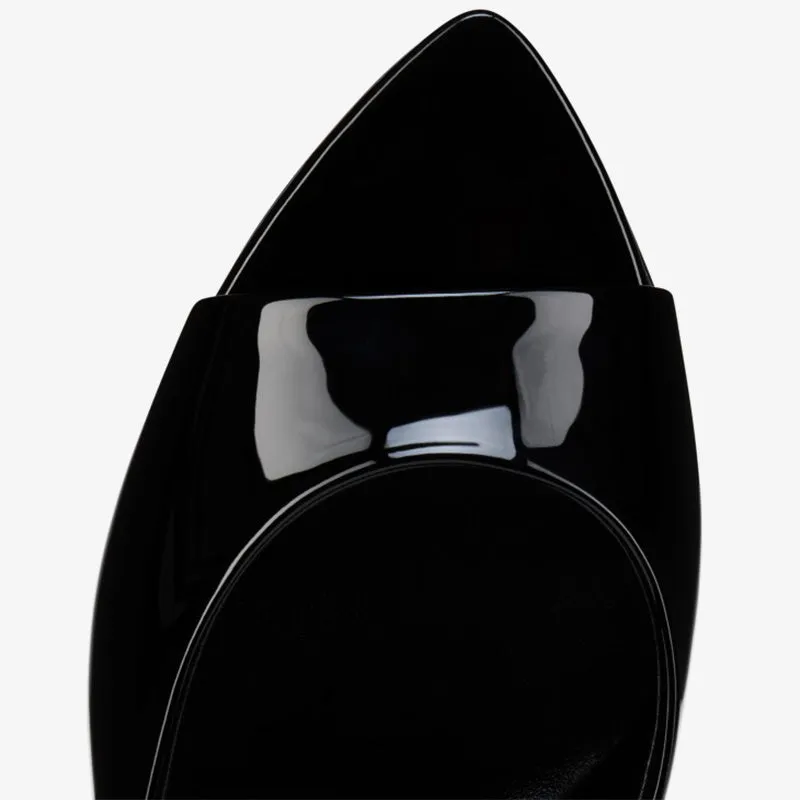 Black Patent Stiletto Sandals