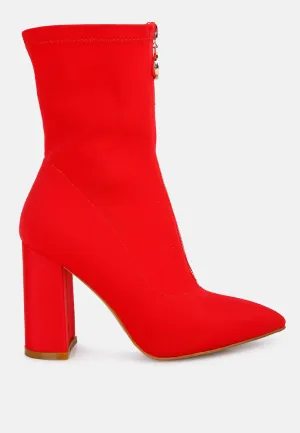 Bobbettes Block Heeled Microfiber Ankle Boot By Ruw