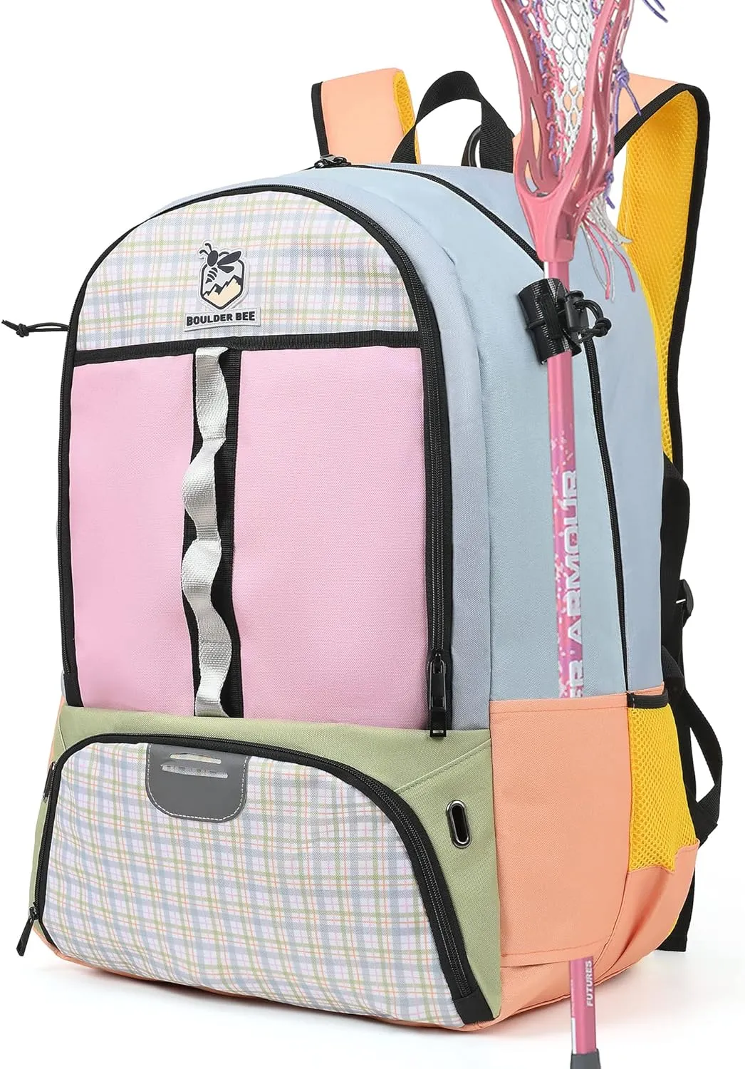 Boulder Bee Lacrosse Backpack with Stick Holders | Field Hockey Bag | Gift for Women